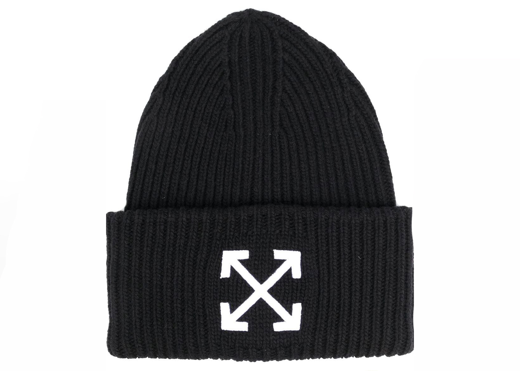 OFF-WHITE Arrow Motif Embroidered Beanie Black/White in Wool - US