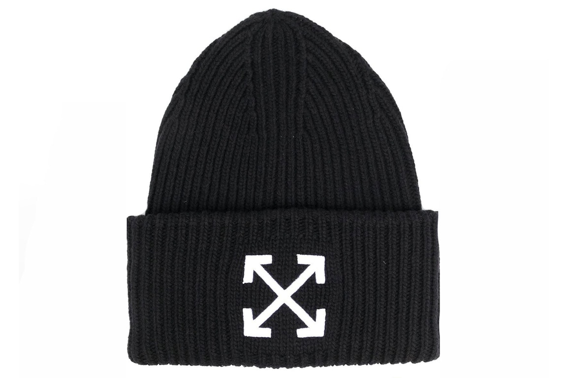 Pre-owned Off-white Arrow Motif Embroidered Beanie Black/white