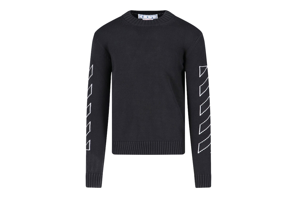 Pre-owned Off-white Arrow Outline Print Crewneck Knit Sweater Black