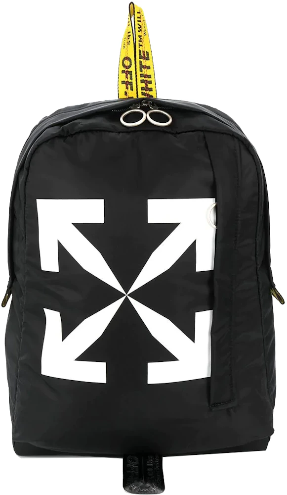 Off White Black Arrow Print Brushed Canvas Backpack Pink Cloth