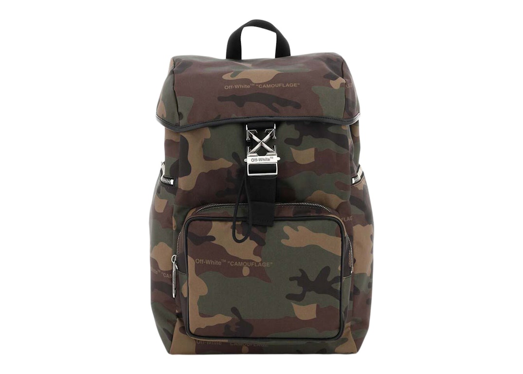 Pre-owned Off-white Arrow Tuc Backpack Camouflage Multicolor