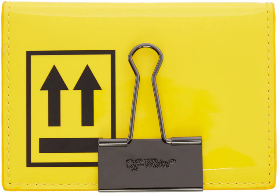 Putte Bær Tage en risiko OFF-WHITE Arrows Card Holder Yellow Black in Patent Leather with Gunmetal