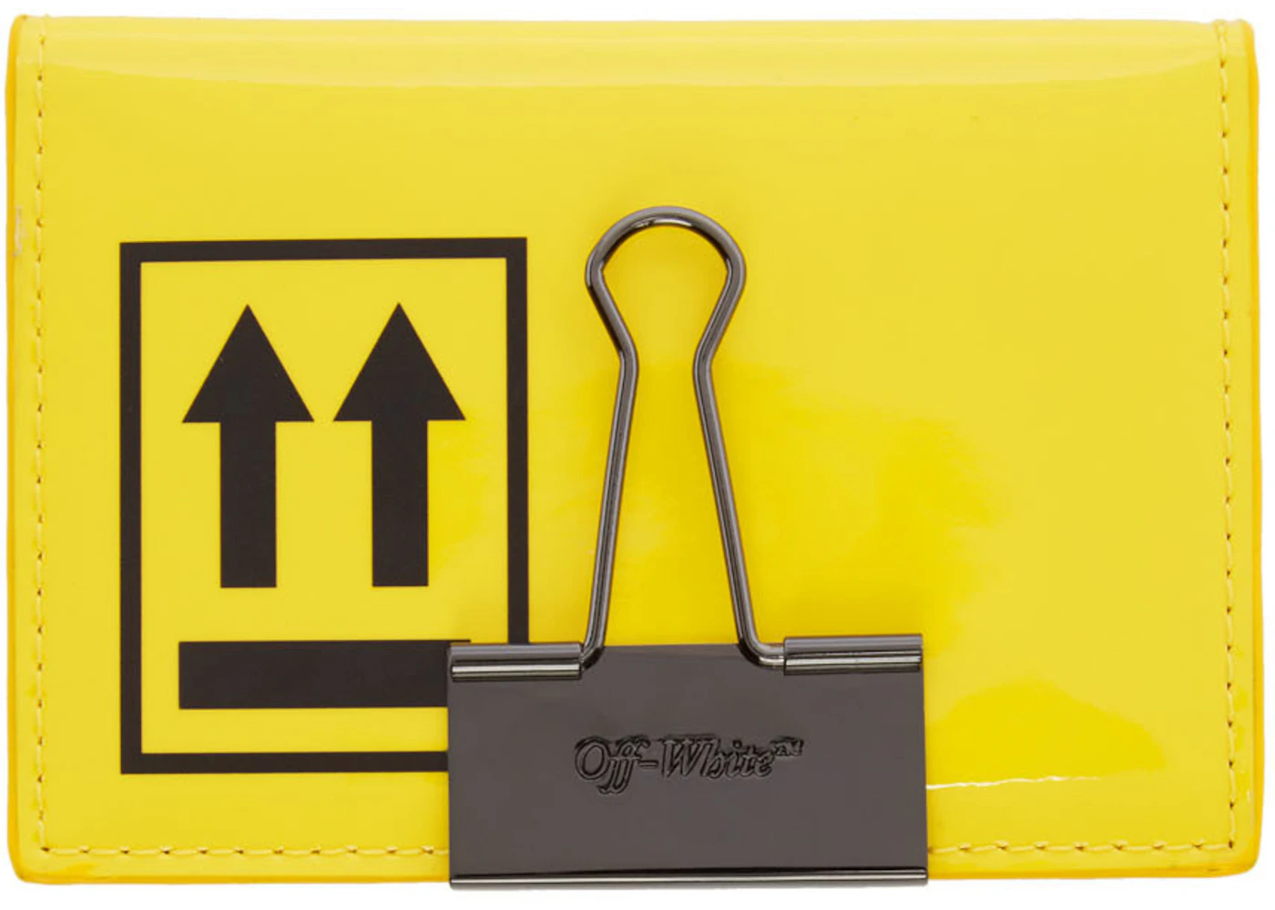 OFF-WHITE Arrows Card Holder Yellow Black in Patent Leather with Gunmetal - US OFF-WHITE Arrows Card Holder Yellow Black in Patent Leather with Gunmetal - US