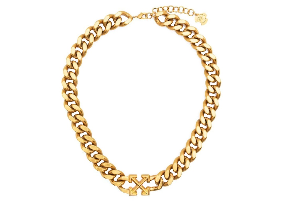 Pre-owned Off-white Arrows Curb Chain Necklace Gold-tone/brass