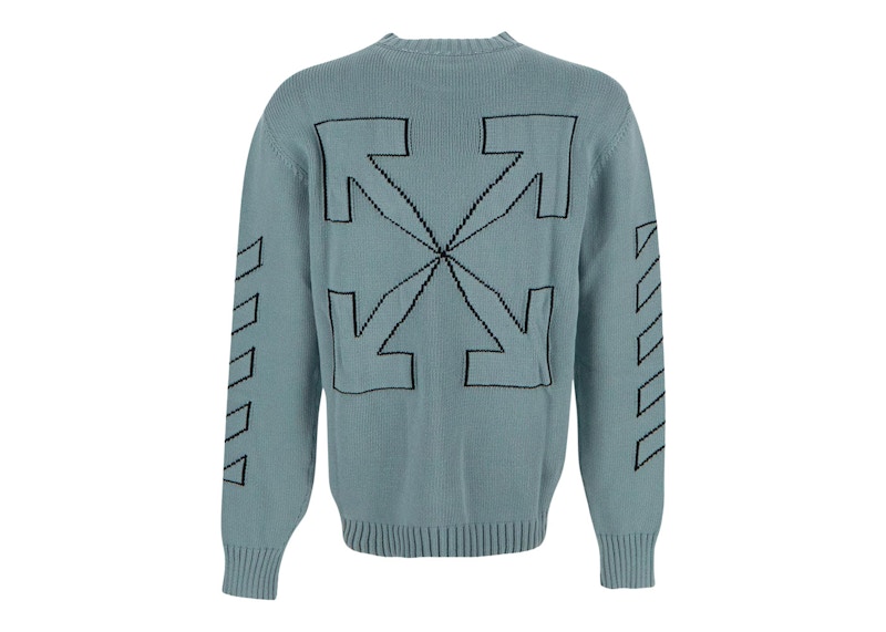 Off-White Kids intarsia logo-knit crew neck jumper - Blue