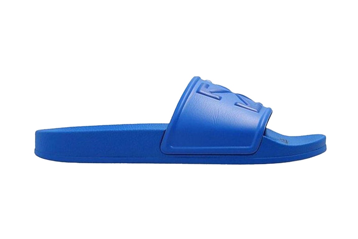 Pre-owned Off-white Arrows Embossed Slides Blue