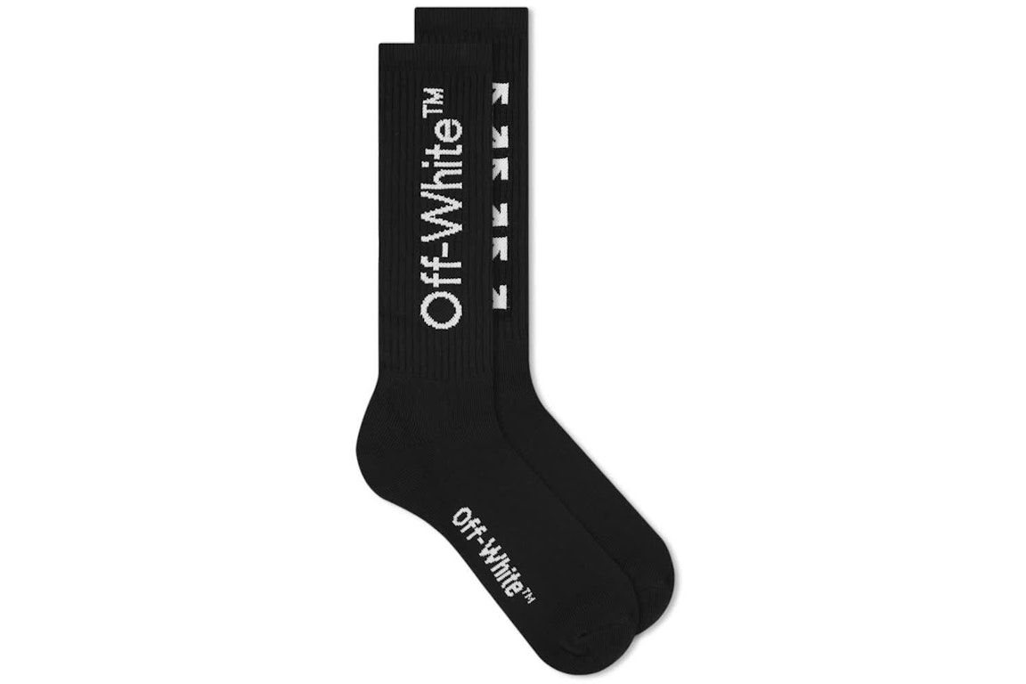 Pre-owned Off-white Arrows Mid Length Socks Black/white