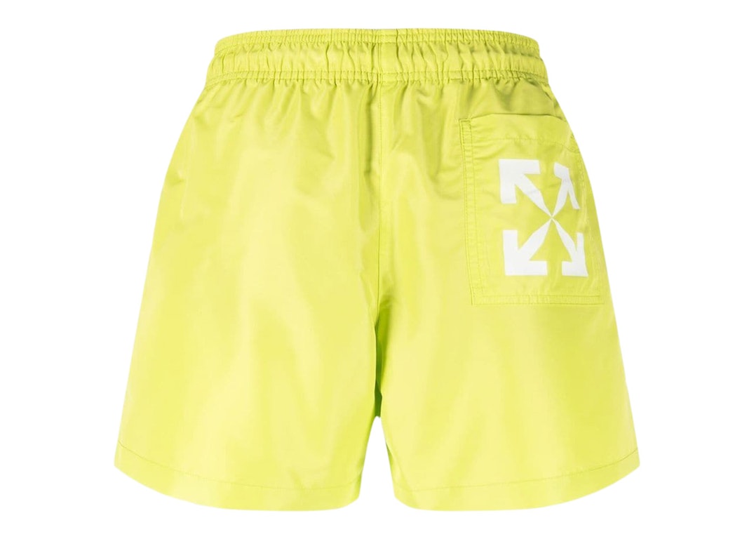 Pre-owned Off-white Arrows Print Swim Shorts Lime Green