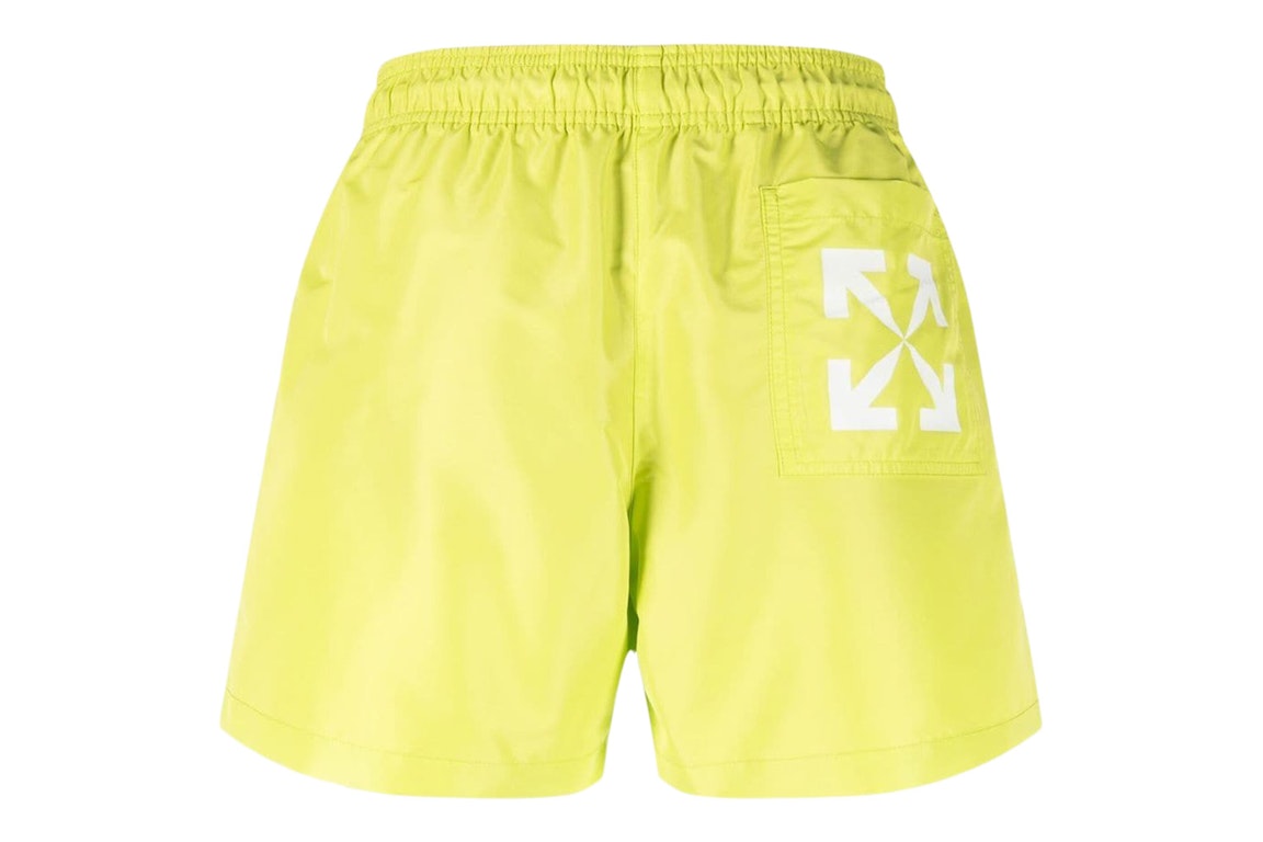 Pre-owned Off-white Arrows Print Swim Shorts Lime Green