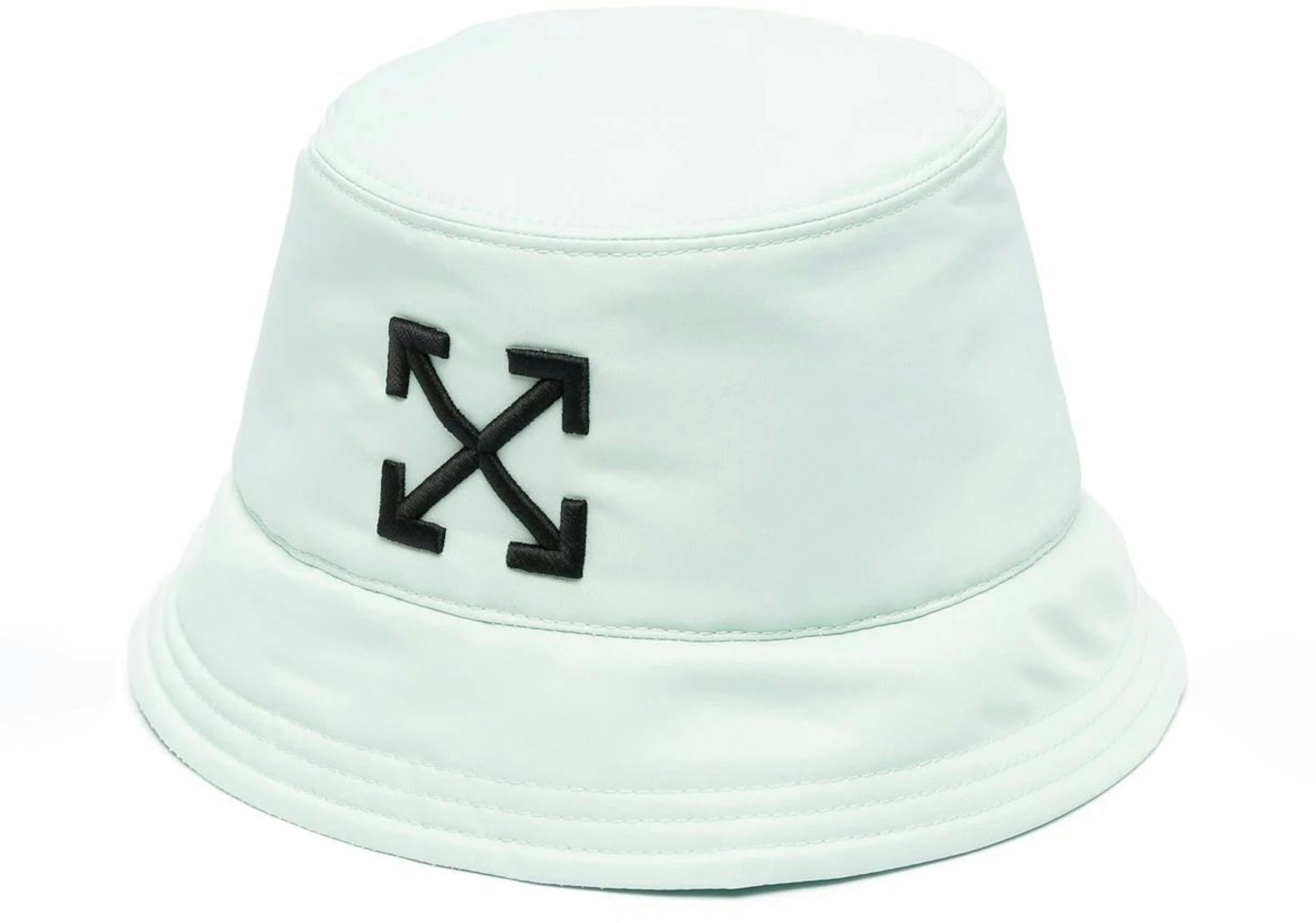 Re Nylon Shearling Trimmed Bucket Hat in White - Prada