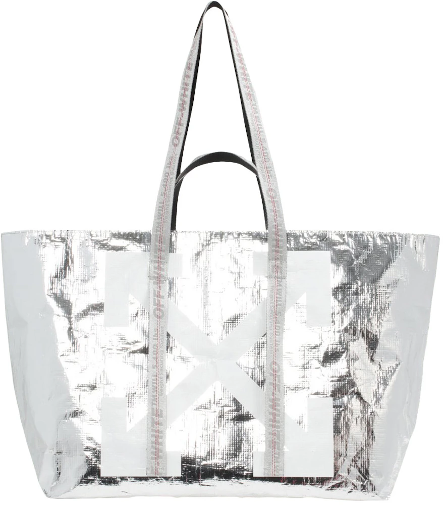 OFF-WHITE Arrows Tote Bag Silver White in Polyethylene with Silver-tone ...