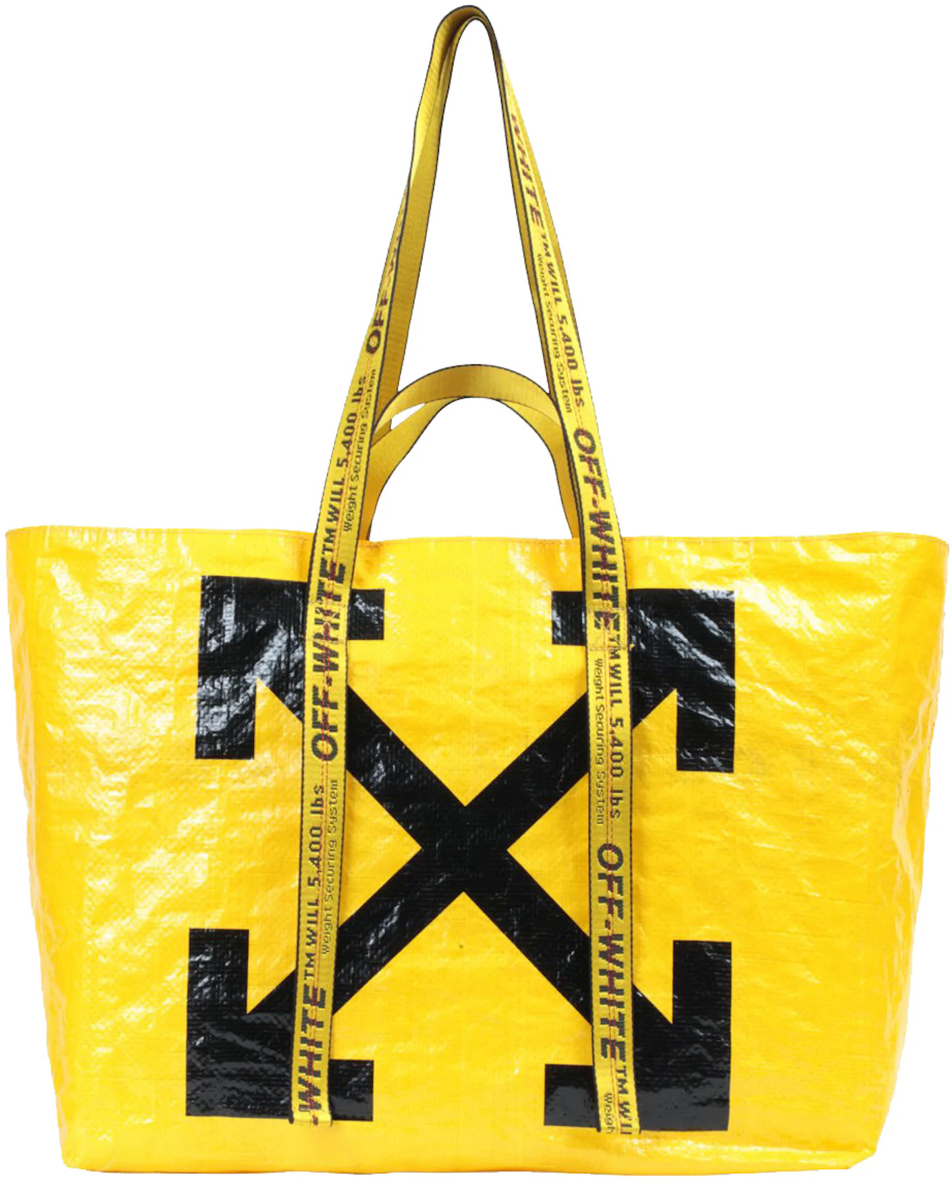 OFF-WHITE Arrows Tote Bag Yellow Black in Polyethylene with Silver-tone