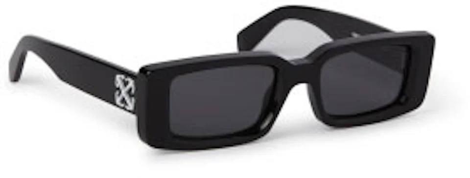 OFF-WHITE Arthur Rectangle Sunglasses Black/Dark Grey  (OERI127S24PLA0011007-FR) in Acetate/Metal - US