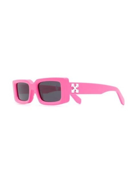 Pre-owned Off-white Arthur Square Frame Sunglasses Fluo Pink/white (owri023r21pla0013001)