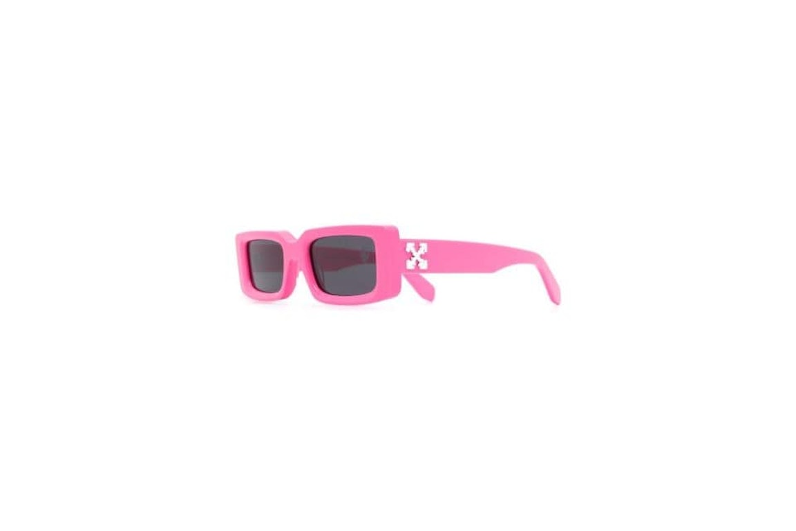 Pre-owned Off-white Arthur Square Frame Sunglasses Fluo Pink/white (owri023r21pla0013001)