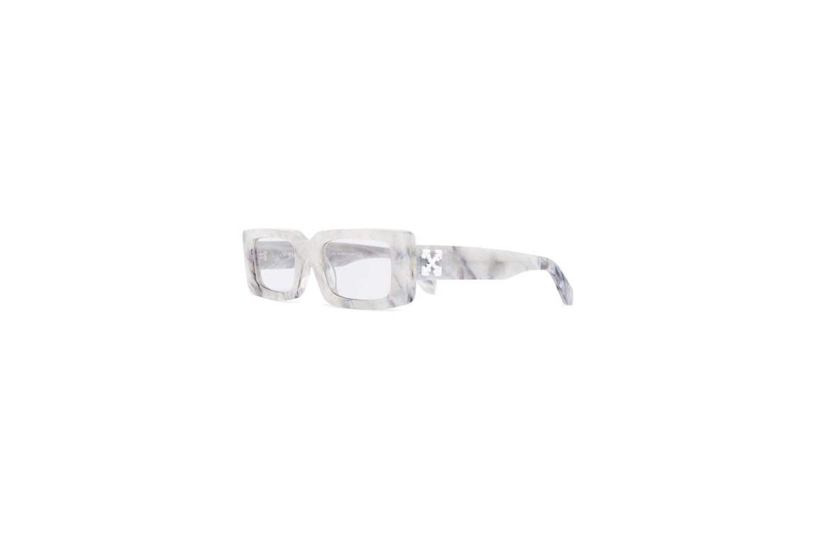 Pre-owned Off-white Arthur Square Frame Sunglasses Light Grey Marble/white (owri023r21pla0010501)