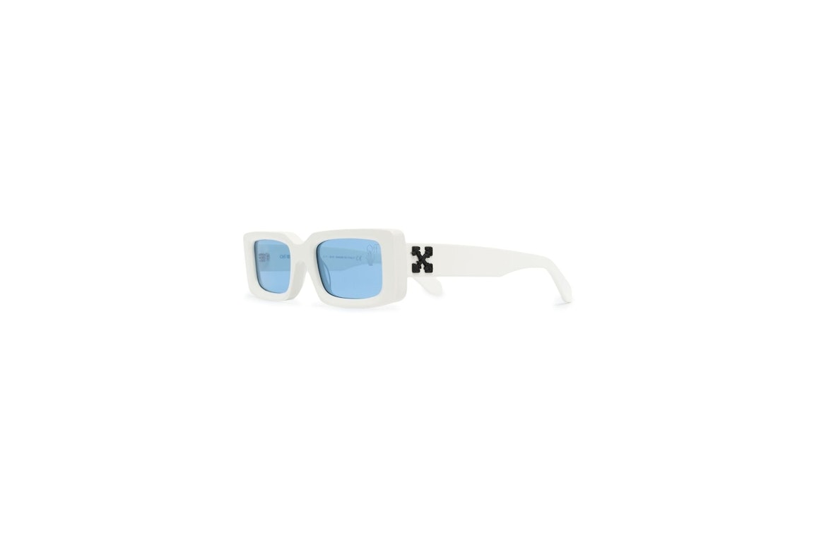 Pre-owned Off-white Arthur Square Frame Sunglasses White/black/blue (owri023r21pla0010100)