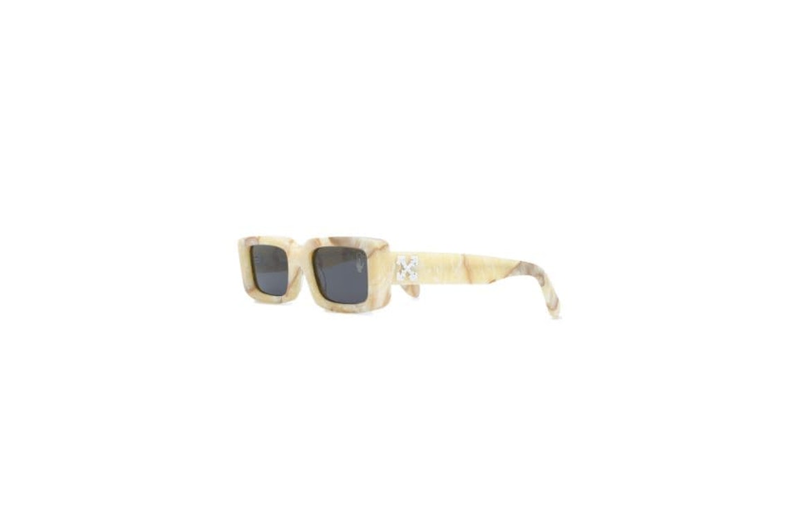 Pre-owned Off-white Arthur Square Frame Sunglasses Yellow Marble/white (owri023f20pla0011800)