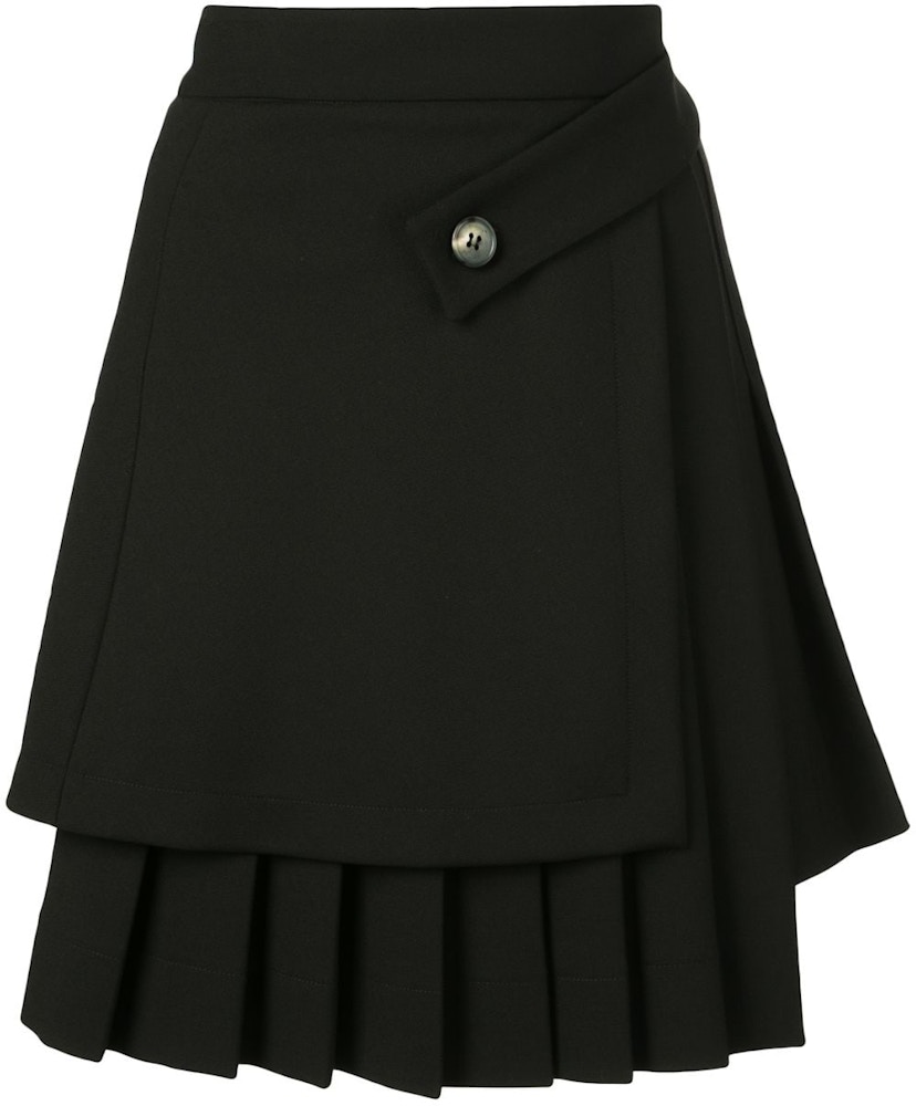 Off-White Asymmetric Pleated Skirt Black