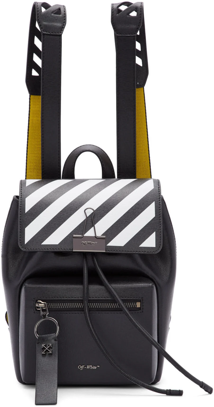 OFF-WHITE Backpack Diag Black White Yellow in Leather with Gunmetal - US