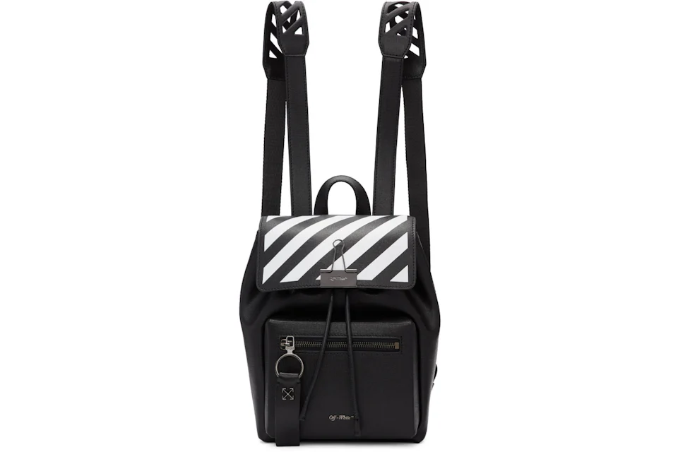 OFF-WHITE Backpack Diag Black White in Saffiano Leather with Gunmetal - US