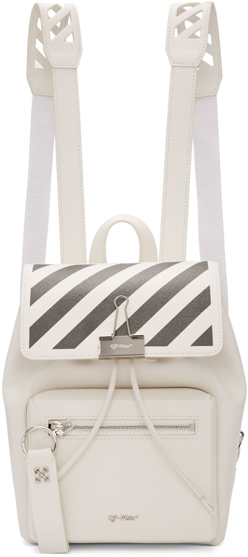 OFF-WHITE Backpack Diag Off White Black in Saffiano Leather with