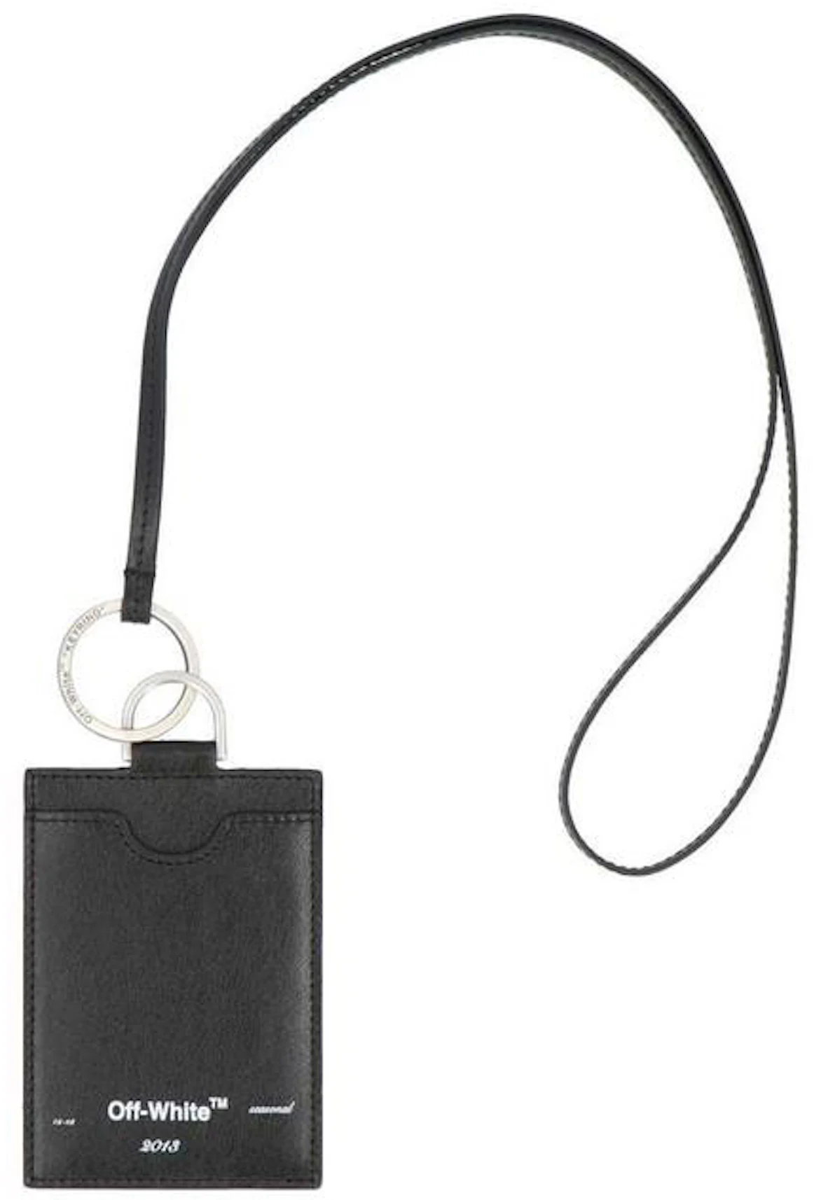 OFF-WHITE Badge Card Holder Black in Leather with Silver - DE