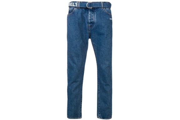 OFF-WHITE Belted Skinny Denim Jeans Blue