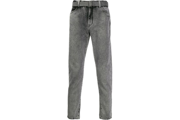 OFF-WHITE Belted Slim Fit Low Crotch Denim Jeans Grey/Black
