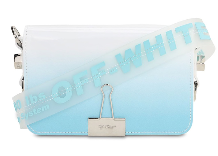 OFF-WHITE Binder Clip Bag Degrade Mini Light Blue in Leather 