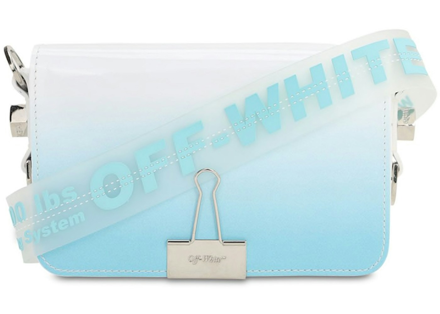 OFF-WHITE Binder Clip Bag Degrade Mini Light Blue in Leather with ...