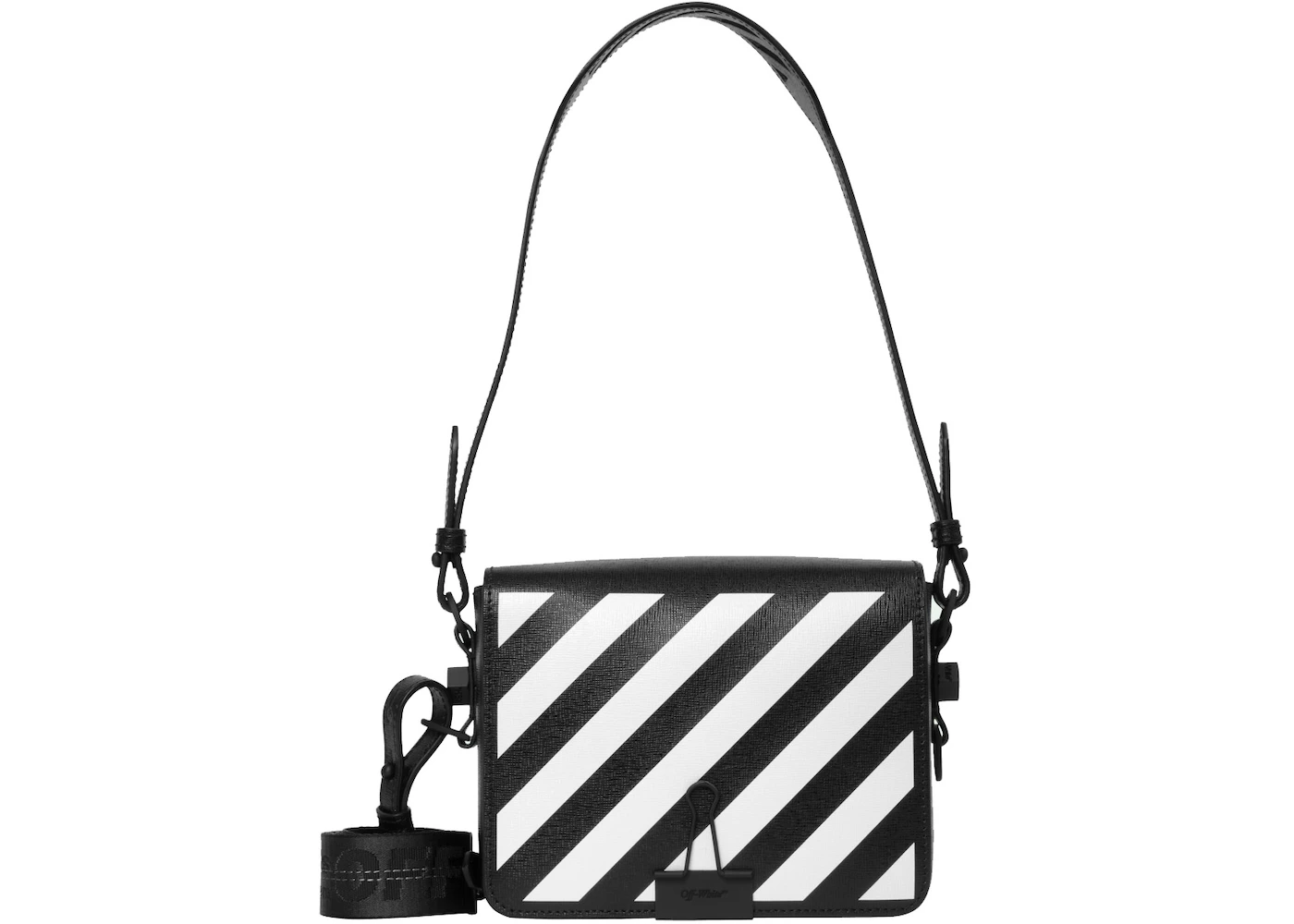 OFF-WHITE Binder Clip Diag Bag Black/White Black-tone in Saffiano ...