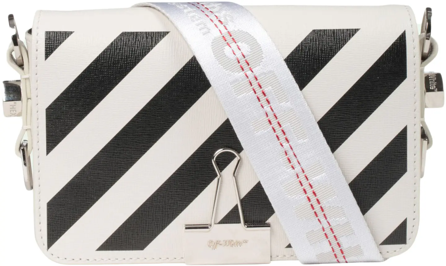 OFF-WHITE Binder Clip Bag Diag Mini Off-White/Black in Saffiano Leather ...