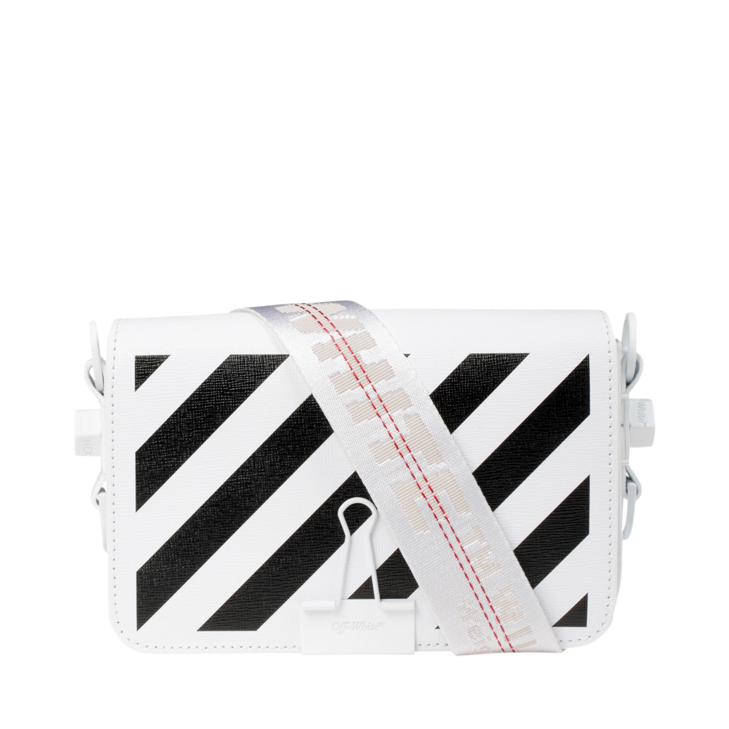 OFF-WHITE Binder Clip Bag Diag Mini White Black