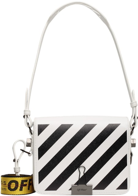 Hurtigt dechifrere lindre OFF-WHITE Binder Clip Bag Diag White Black Yellow in Saffiano Leather with  Gunmetal - US