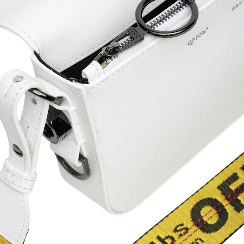 OFFWHITE Binder Clip Bag Mini White Yellow in Leather with Gunmetal