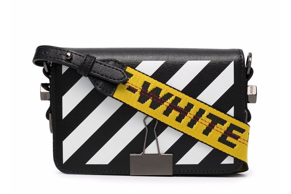 Pre-owned Off-white Binder Clip Bag Ss22 Mini Diag Stripe Black White Yellow