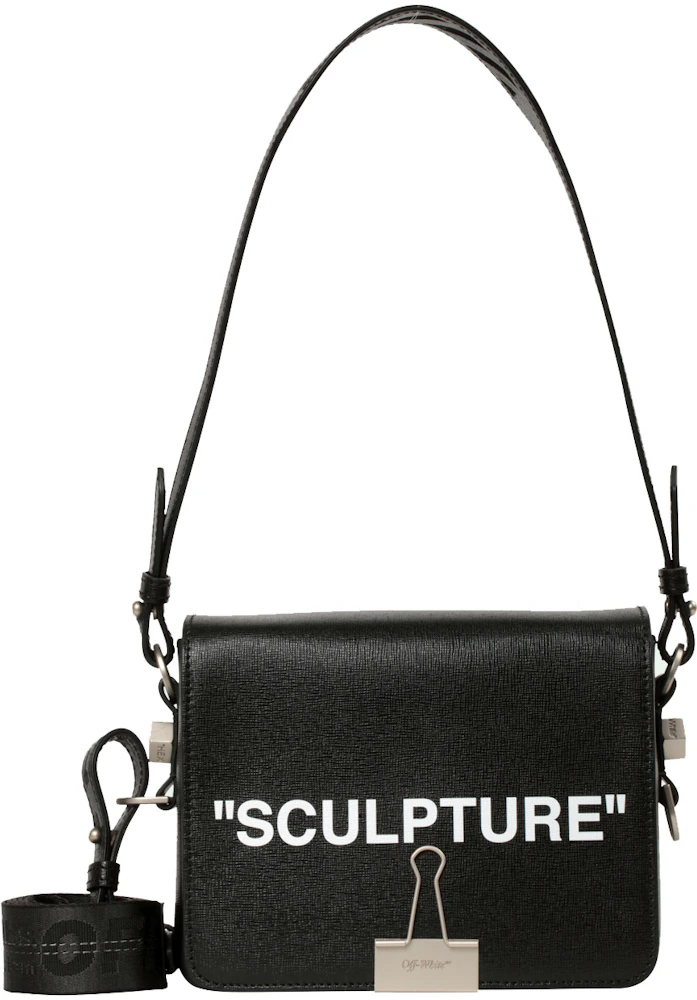 OFF-WHITE Binder Clip Bag Sculpture Black White in Saffiano Leather with  Silver-tone - GB