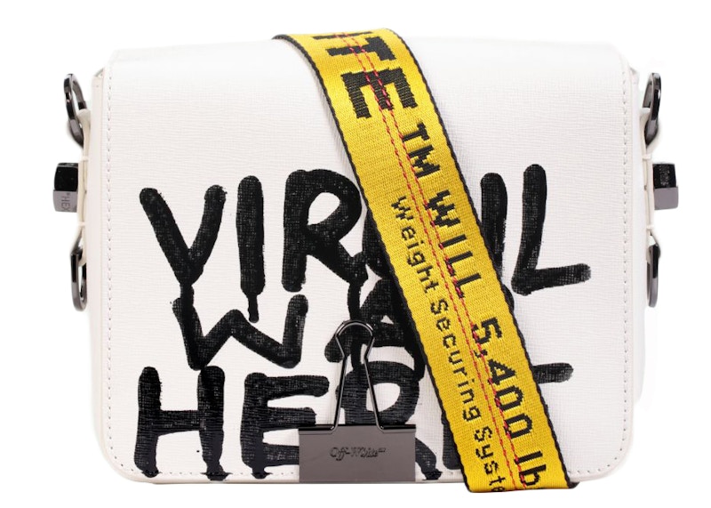 OFF-WHITE Binder Clip Bag Virgil Was Here White Yellow in Leather