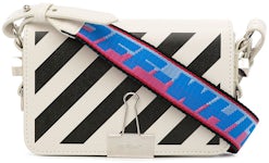 OFF-WHITE Saffiano Striped Mini Diag Binder Clip Bag White Black 1198436