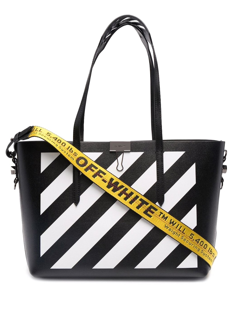 OFF-WHITE Binder Clip Tote Bag SS22 Diag Stripe Black White Yellow