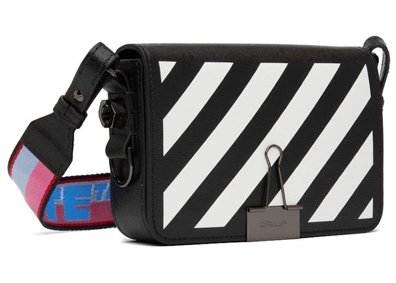 OFF-WHITE Binder Mini Flap Bag Black/White in Saffiano Leather