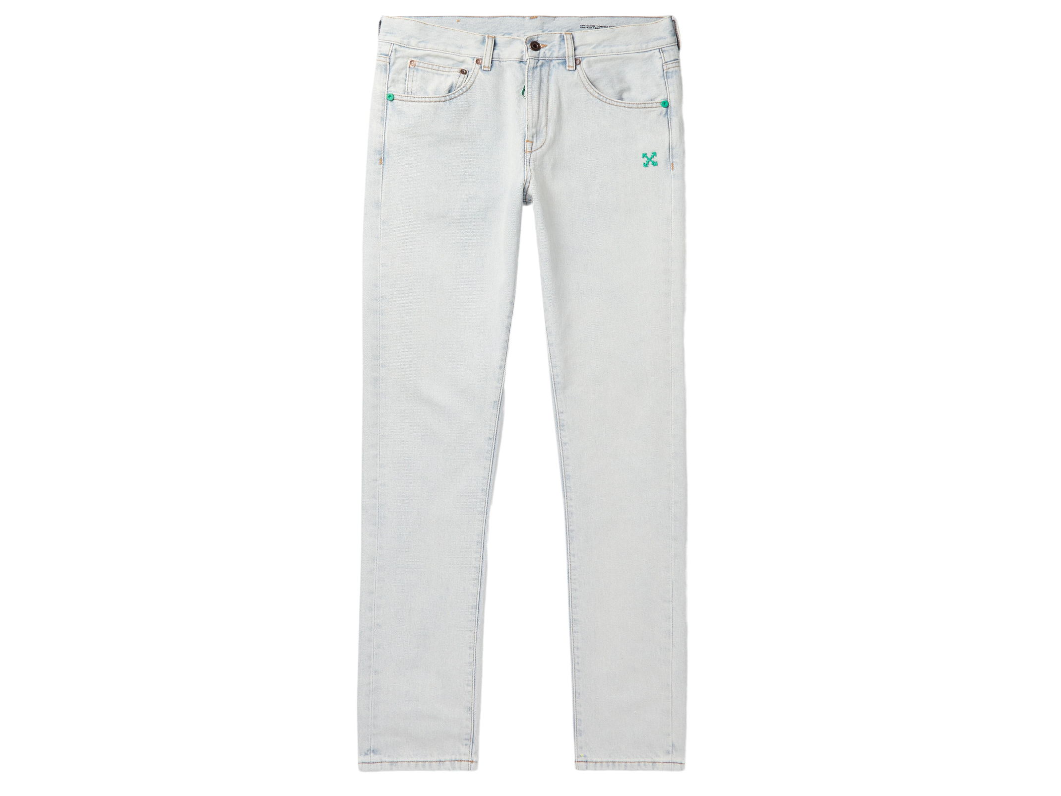 OFF-WHITE Bleached Slim Fit Denim Jeans Bleach/Mint Men's - SS20 - US