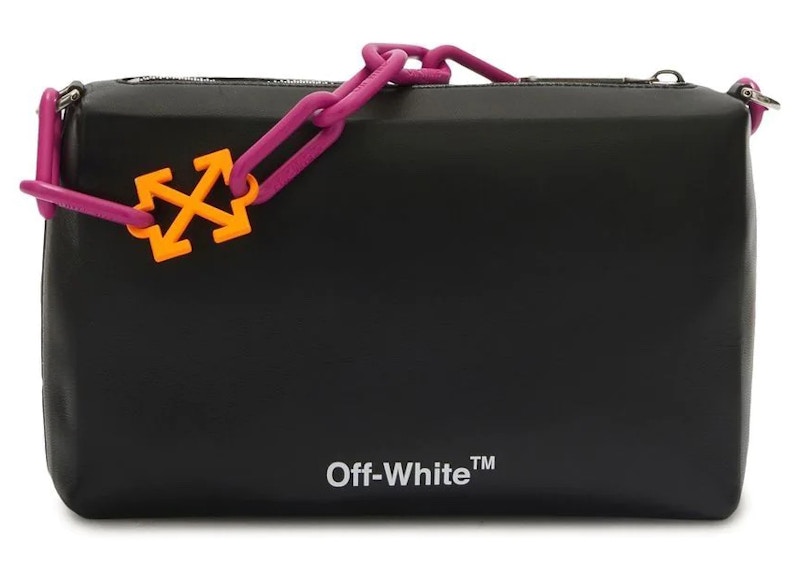 OFF WHITE Block Pouch Quote Clutch Bag Black