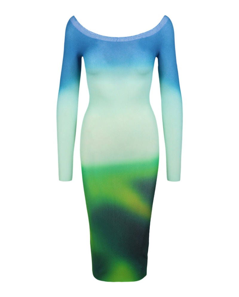 Pre-owned Off-white Women's Offwhite Blurred Seamless Knit Dress In Multi