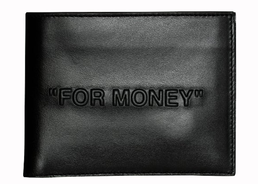 OFF-WHITE Bold Quote Wallet FOR MONEY Black in Leather - US