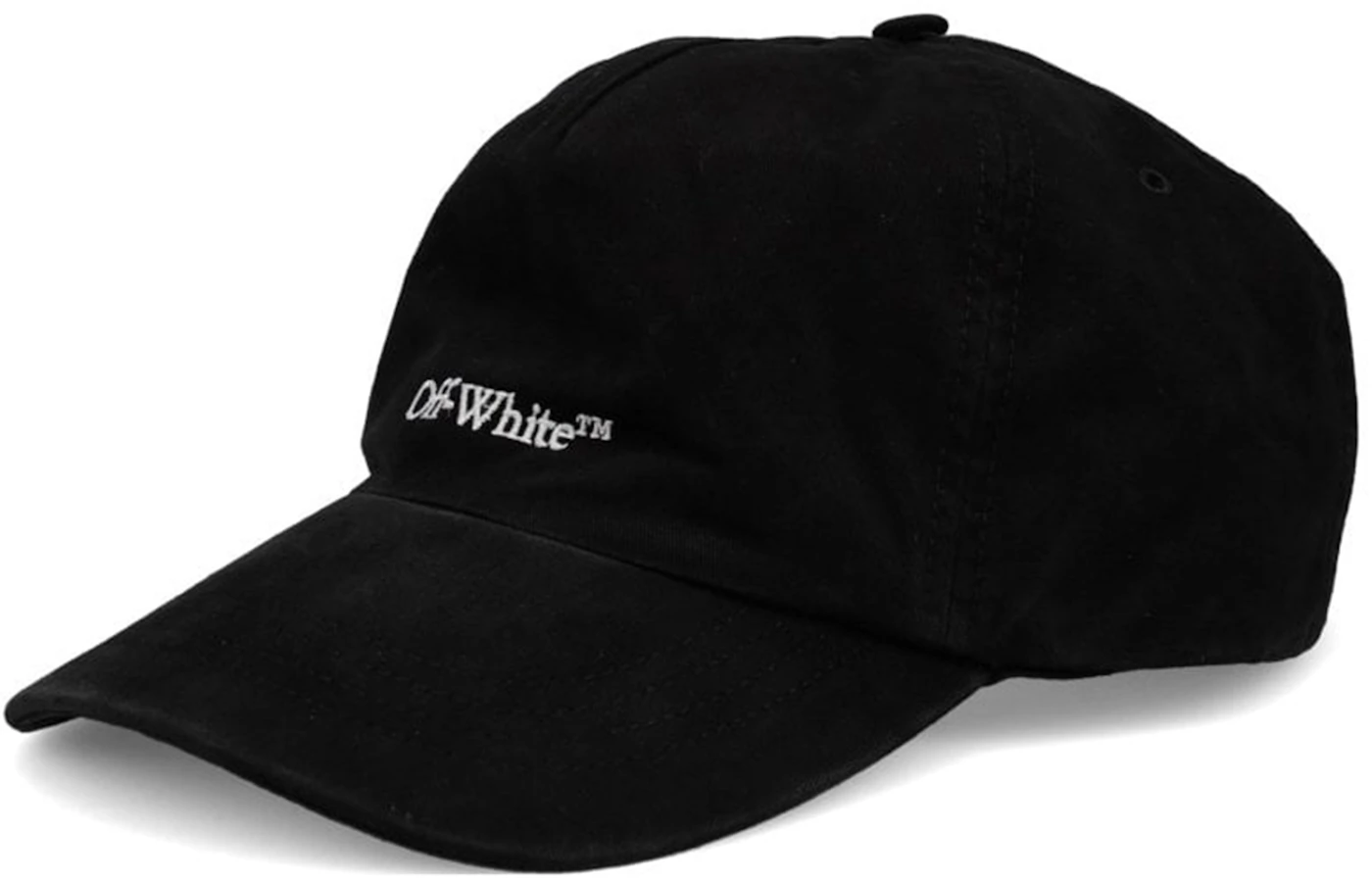 OFF-WHITE Bookish Logo Embroidered OBaseball Velcro Strapback Cap Black ...