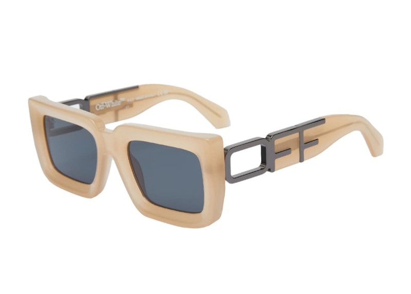 Pre-owned Off-white Men's Offwhite Boston Sunglasses In Sand/dark Grey (oeri073s23pla0011707) In Multi