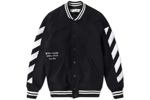 OFF-WHITE Brushed Diagonal Varsity Jacket Black/White Men's - SS19 - US