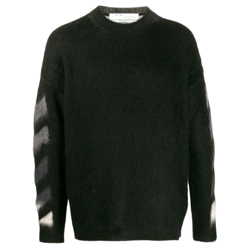 OFF-WHITE Brushed Mohair Diag Arrows Knit Sweater Black Men's